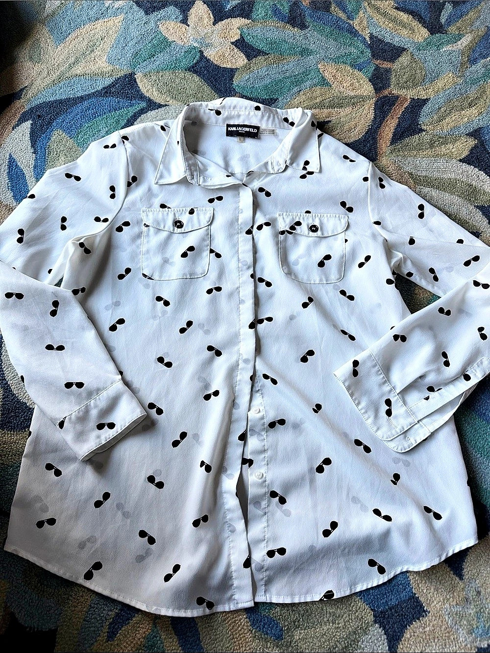 Karl Lagerfeld Polka Dot sunglasses Button Down shirt in White Size Large